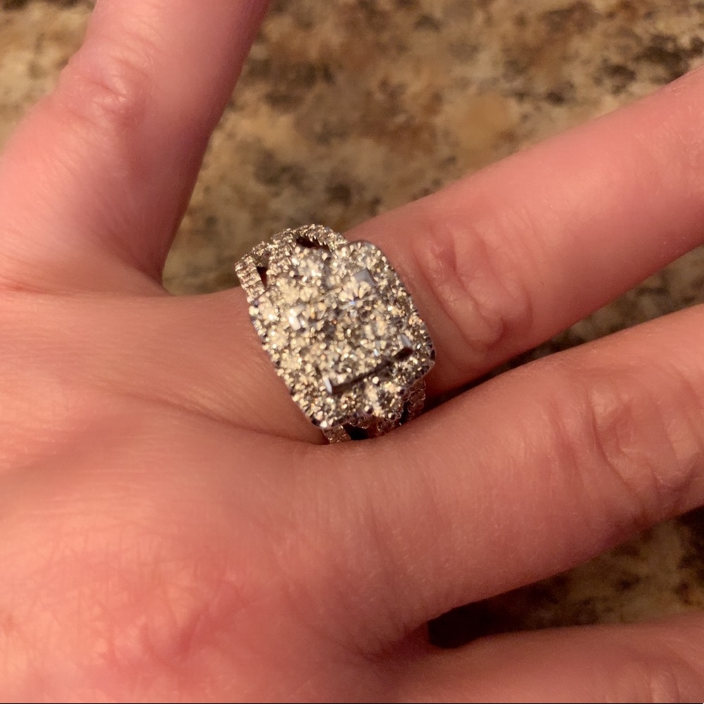 Natural Diamond Halo Engagement Ring